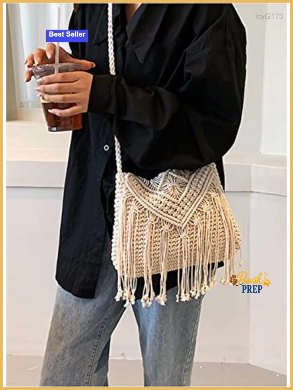 Cute Macrame Crochet Hobo Crossbody Purse Summer Beach Bag Tassels Shoulder Tote